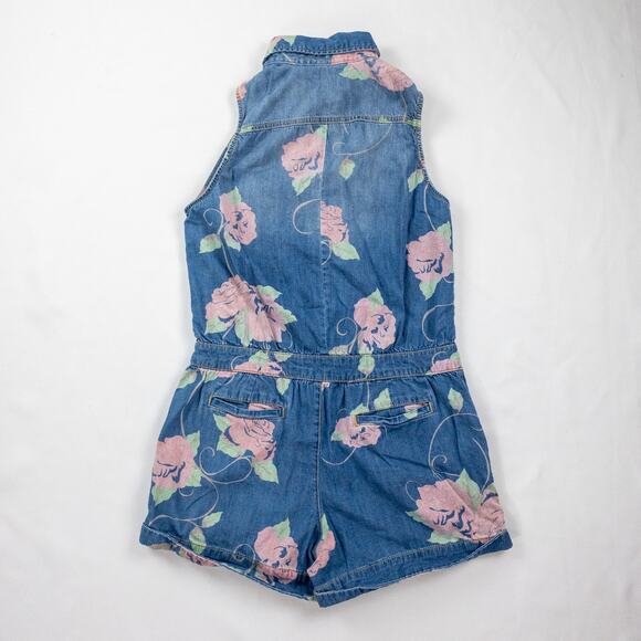 Anthropologie Pins and Needles Blue Jean Printed Floral Romper Womens Medium - Picture 9 of 16